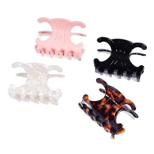 4Pcs Hair Clips for Women 4 Styles Small Medium Large Claw Clips for Thin Thick Curly Hair, Matte Rectangle Small Claw Clips for Thin/Medium Thick Hair, Hair Jaw Clip Nonslip (A) - style: A