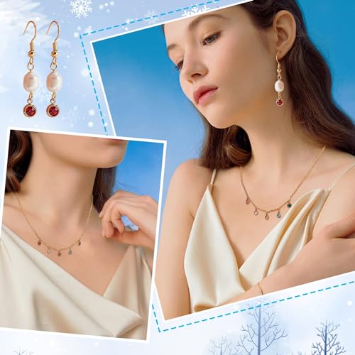 UNICRAFTALE 18K Gold Plated Flat Round Real Birthstone Charms Rhinestone Pendants Crystal Glass Charms Metal Dangle Pendants for DIY Bracelets Necklaces Jewelry Making - color: Mixed Color