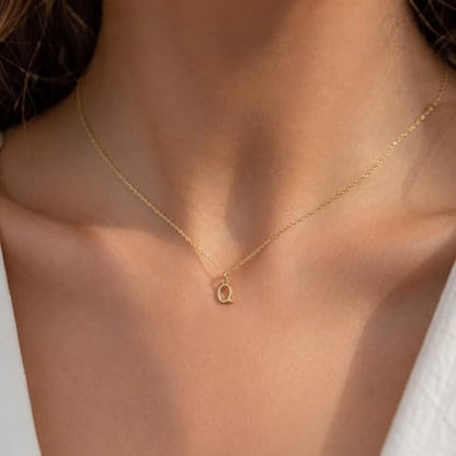 Gold Puffed Initial Letter Charm - 10 Karat Gold - 3D Bubble Letter Pendant - style: Letter q