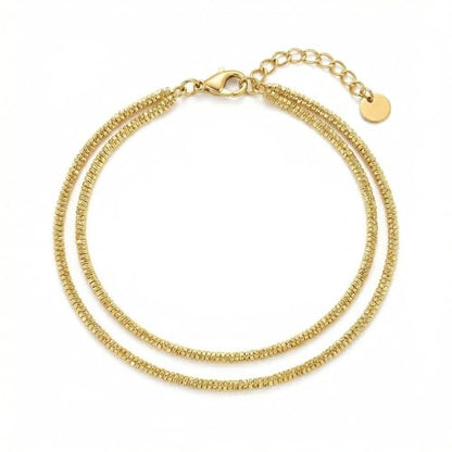 Ankle Bracelets for Women 18K Gold Plated Dainty Layering Anklets for Women Layered Twisted Rope Coin Chain Anklet Bracelets Waterproof Beach Summer Foot Jewelry - color: Layered Shiny Rope-Gold