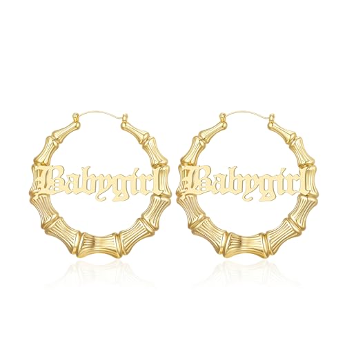 18K Gold Plated Bamboo Hoop Earrings for Women – Large Round Heart Design, 80/90s Ghetto Door Knocker Style, Trendy Hip Hop Jewelry Accessories - color: 1 Pcs Gold