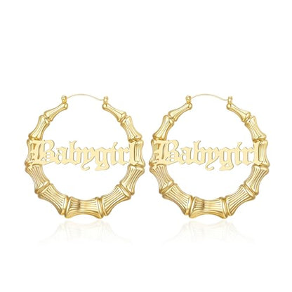 18K Gold Plated Bamboo Hoop Earrings for Women – Large Round Heart Design, 80/90s Ghetto Door Knocker Style, Trendy Hip Hop Jewelry Accessories - color: 1 Pcs Gold