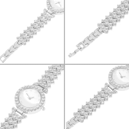 NEWITIN 13 Pieces Silver Jewelry Set for Women Stainless Steel Cuban Link Necklaces Bracelets Earrings Watch Ring Bling Cubic Zirconia Cuban Jewelry Set for Women Men - color: Silver Jewelry Set B