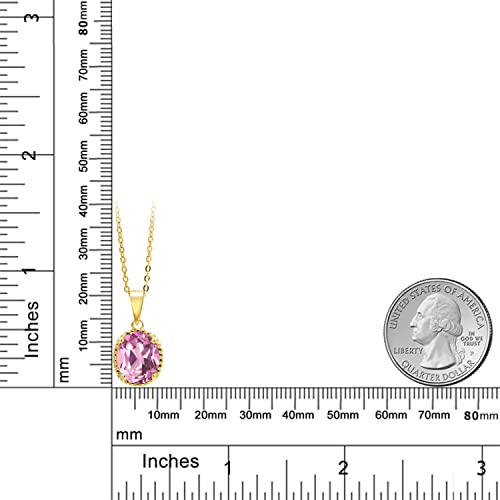 Gem Stone King 11X9MM Oval Gemstone Birthstone Pendant Necklace | 925 Sterling Silver | Solitaire Necklace For Women | With 18 Inch Chain | Fine Jewelry Gifts for Mom Women Wife Her - color: Light Pink Created Sapphire-September