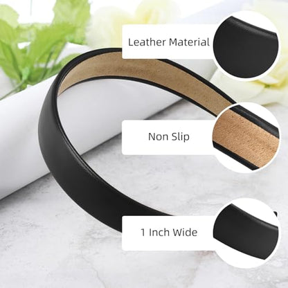 WOVOWOVO Leather Headbands for Women, 1Inch Non Slip Soft PU Hair Head Bands Diademas Para Mujer De Moda Cute Beauty Fashion Hairbands Hair Accessories（Black） - color: Multicolor-G