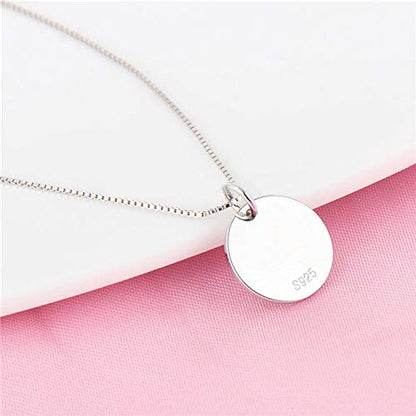 Sterling Silver Mini Initial Disc Round Charm Pendant for Women - color: M