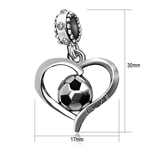 Football Charm Soccer World Cup Sport Heart Birthstone Charms for Bracelets Father Daughter Brother Son Jewelry - color: April