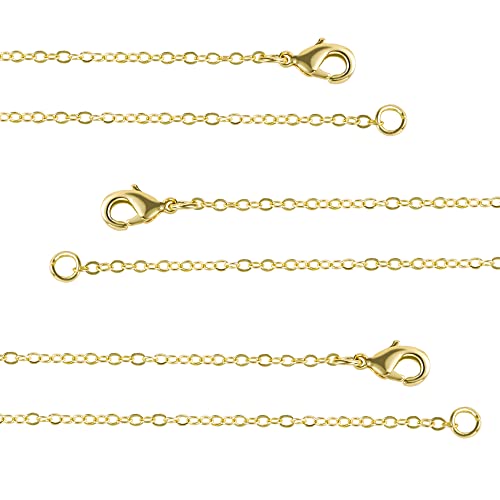 Wholesale 12 PCS Gold Plated Brass Flat Cable Chain (24 Inch(2 MM)) | Finished Necklace Chains Bulk for Necklace Making - color: Gold, size: 24 inch-0.079 inch
