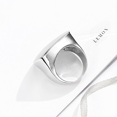 Gold and Silver Rings for Women, Chunky Signet Statement Rings Gold Plated Band Ring Wide Metal Square Rings Cocktail Costume Jewelry - color: A-Square Silver