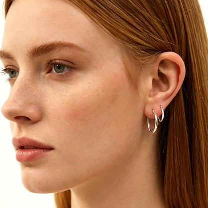 5 Pairs Silver Gold Small Hoop Earrings for Women Surgical Steel Huggie Set | 10 12 14 16 20 mm, Lightweight, Hypoallergenic, 14K Gold Plated 316L Stainless Steel Jewelry, Multiple Piercing - color: Silver/5 Pairs