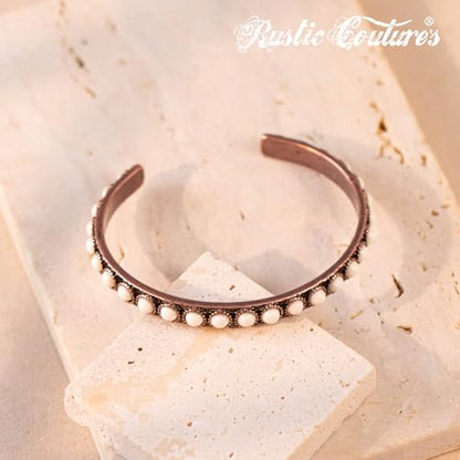 Montana West Rustic Couture's Bohemian Turquoise Cuff Bangle Bracelets for Women Cowgirl - color: White Smoke