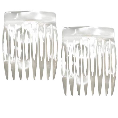 Camila Paris CP3010 French Hair Side Comb Handmade Small Pearl French Twist Hair Combs Decorative, Strong Hold Hair Clips for Women Bun Chignon Up-Do Styling Girls Hair Accessories, Made in France - color: Pearl