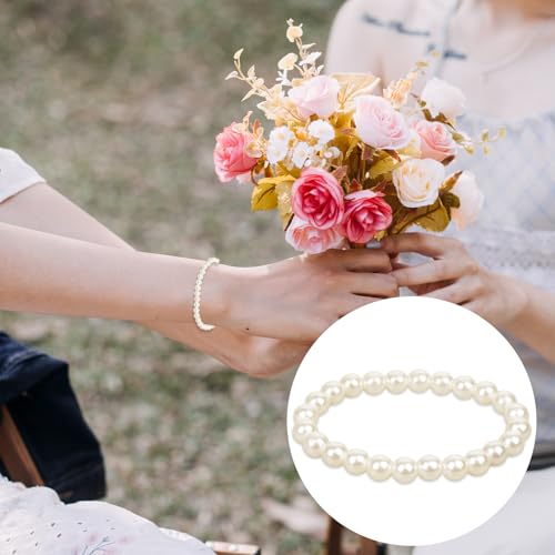 10 PCS Pearl Bracelet for Women Pearls Stretchy Bracelets Set Faux Pearl Bridal Wedding Bracelet Stackable Boho Jewelry for Women Party Wedding Gifts