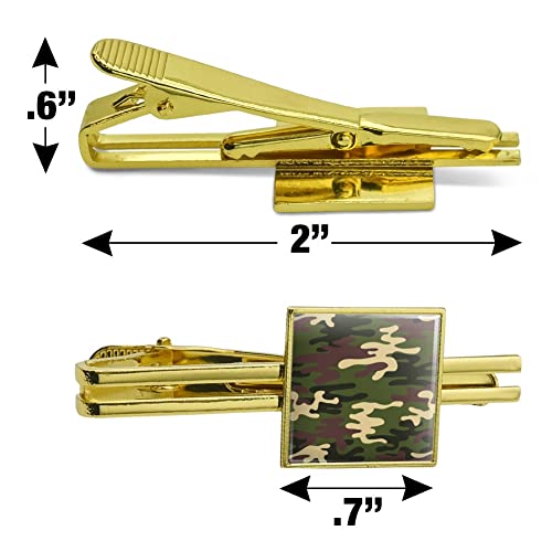 GRAPHICS & MORE Green Camouflage Square Tie Bar Clip Clasp Tack- Silver or Gold - color: Gold