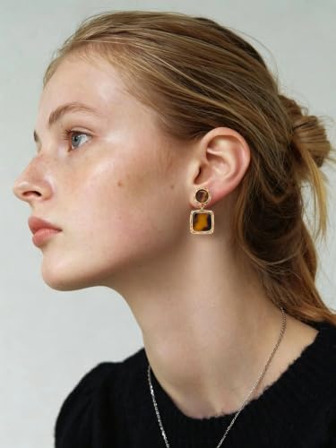 Dr's gift Chunky Leopard Print Earrings for Women 14K Gold Plated Statement Huggie Hoop Earrings Brown Acrylic Tortoise Resin Cheetah Trendy Jewelry - color: Leopard stud