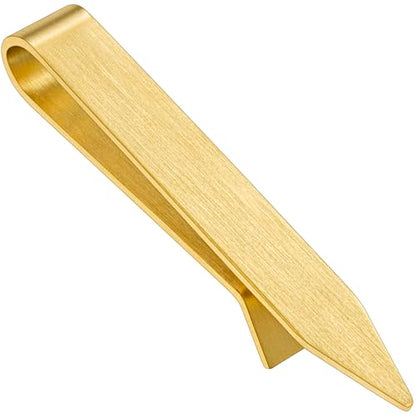 HAWSON Gold Silver Black Rose Gold Tie Clips for Men, Skinny Bars Pins Tacks Set 2.2 Inch for Necktie Suit Accessories - style: Single Gold Clip