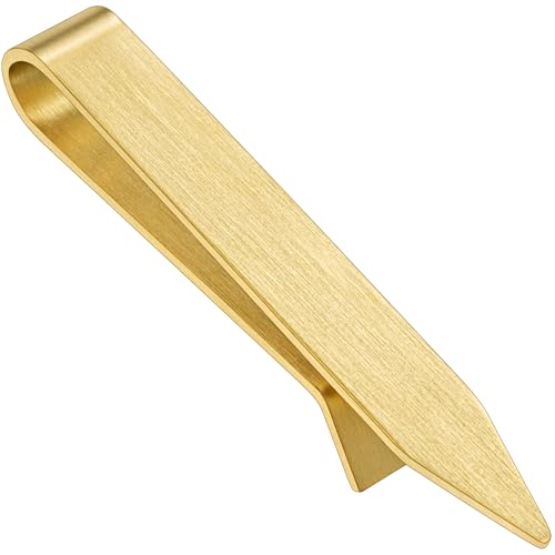 HAWSON Gold Silver Black Rose Gold Tie Clips for Men, Skinny Bars Pins Tacks Set 2.2 Inch for Necktie Suit Accessories - style: Single Gold Clip