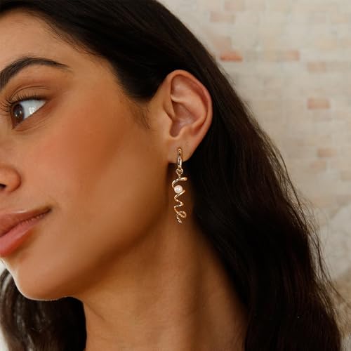 YOIHUR Drop Dangle Pearl Earrings for Women, Dainty 14K Gold Plated Pearl Hoop Earrings Hypoallergenic Wedding Pearls Dangle Earrings Jewelry Gift for Women Bridal - color: Gold-Special Pearl Earrings