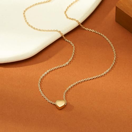 Valloey Rover Gold Necklaces for Women | Dainty 14K Gold/Sterling Silver Plated Cubic Zirconia Star Moon Pendant Necklaces Twist Rope Chain Simple Jewelry for Women - style: Gold-Heart