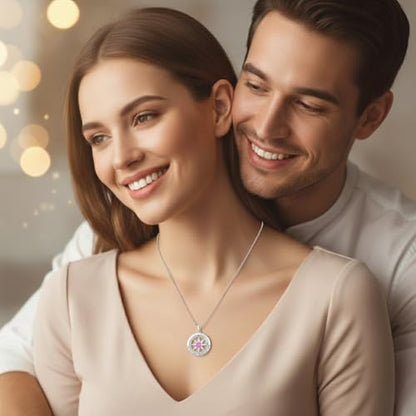 Compass Necklace for Women Wife Girlfriend Mom Daughter Gifts | S925 Silver Jewelry For Anniversary 18K Rose Gold Gifts For Birthday Christmas Mothers Valentines Day 12 Birthstones - style: 10-October-Silver