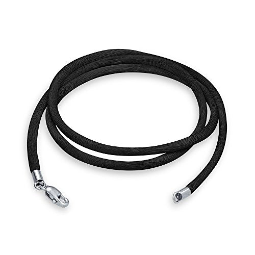Black Silk Necklace Pendant Cords for Pendant Sterling Silver Clasp