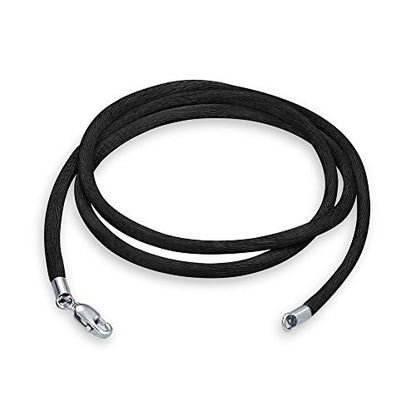 Black Silk Necklace Pendant Cords for Pendant Sterling Silver Clasp