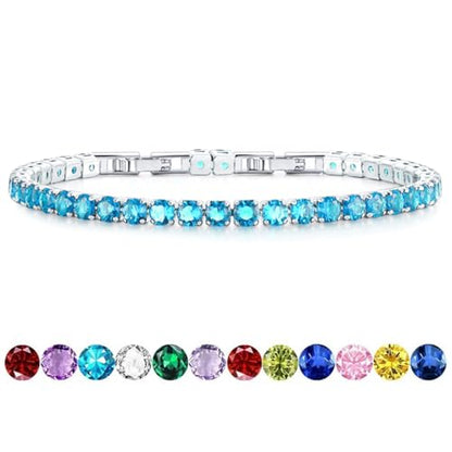 HEEYA Birthstone Silver/Gold Plated Tennis Bracelets, Adjustable 4mm CZ Tennis Bracelets for Women, Fashion Jewelry Wedding Gift Size 6.8 inch+1 inch Extender - color: 03 March Aquamarine