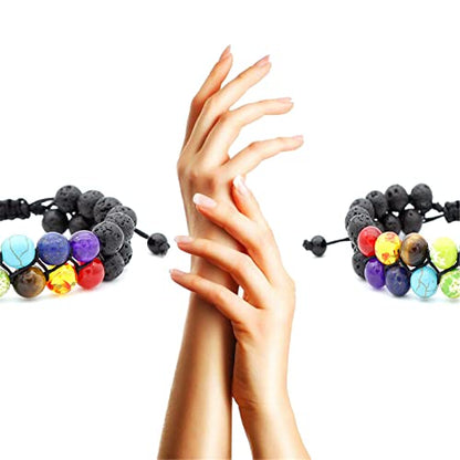 ONLYJUMP Planet Bracelet Solar System Universe Galaxy Bracelet Handmade Natural Stone Bead Bracelet String Adjustable Astronomy Gifts Bangle for Women Men - color: Double Layer Bracelet