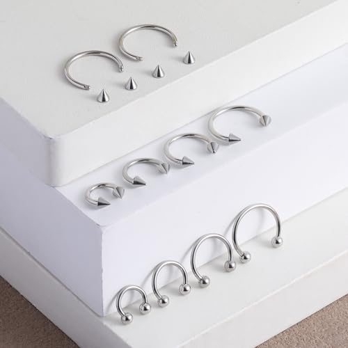 SynHHergyx 16 Gauge Small Septum Ring Septum Piercing Jewelry16G Nose Rings 6-12mm Lip Earring Eyebrow Hoop Rings Silver