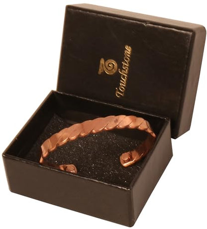Touchstone Copper Handcrafted Beautiful Braided Magnetic Hand Forged With Solid And High Gauge Braided Pattern Minimalistic Elegance Pure Copper Bracelet In Natural Tone. - style: Braided 10