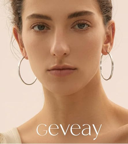 Lightweight 925 Sterling Silver Post Hoop Earrings for Women | 3mm Wide Hypoallergenic Thin Large Hoop Earrings for Women Gift 30/40/50/60mm - size: 50mm Silver