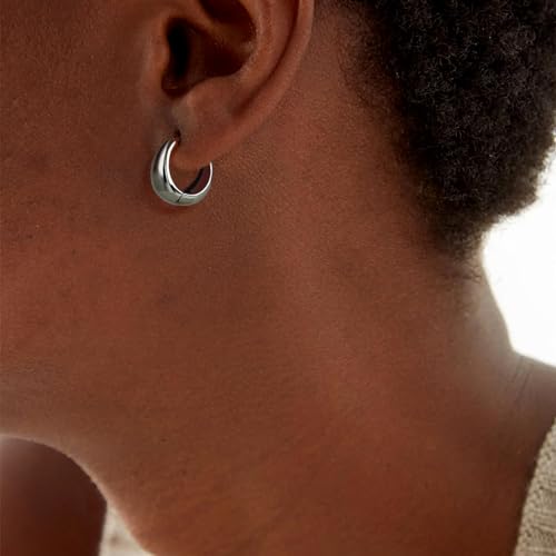 Me&Hz Gold Huggie Earrings Small Huggie Hoop Earrings for Women 14K Gold Plated Hypoallergenic Cubic Zirconia Huggies Mini Silver Hoop Earring for Women - color: Teardrop,Silver