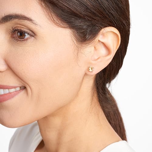 Amazon Essentials Sterling Silver Round Birthstone Stud Earrings - color: Yellow Citrine, November