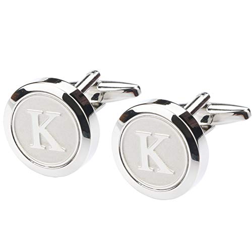 Mens Classic Stainless Steel Initial Cufflinks 26 Alphabet Initial Letter Cufflinks Business Wedding Shirts A-Z - style: K