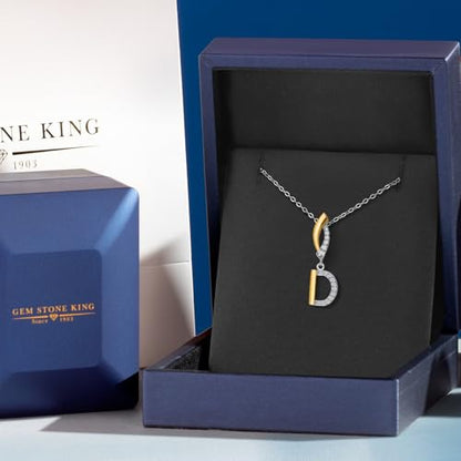 Gem Stone King Initial Pendant Necklace Letter A to Z Alphabet | 10K Yellow Gold and 925 Sterling Silver | White Lab Grown Diamond | Gift Women Mother's Day Wife Mom Girlfriend Anniversary Birthday | - style: Initial D