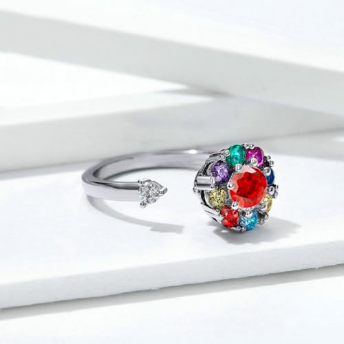 Fidget Rings for Anxiety, Womens Focus Spinner Ring, Discreet Boredom Relieving Ring Stacking Finger Promise Engagement Gift - color: Spinner Ring A Colorful