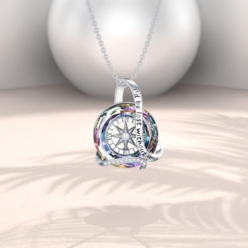 AOBOCO 2026 Graduation Gifts 925 Sterling Silver Compass Pendant Necklace High School College Graduation Jewelry Gifts for Women Daughter - style: B-Purple