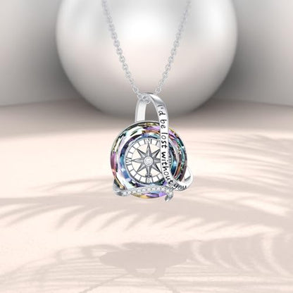 AOBOCO 2026 Graduation Gifts 925 Sterling Silver Compass Pendant Necklace High School College Graduation Jewelry Gifts for Women Daughter - style: B-Purple