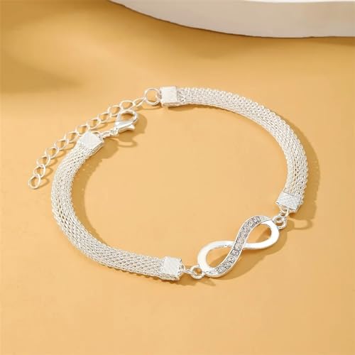 Fesciory Silver Ankle Bracelets for Women, Adjustable Rhinestone Pendant Tennis Anklet, Butterfly Heart Infinite Diamond Summer Beach Foot Chain Jewelry Gifts - style: Infinite1