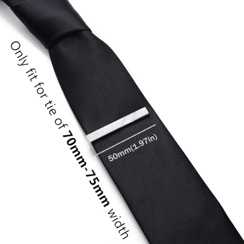 HONEY BEAR 1.97" 2.12" 2.36" Standard Tie Clip for Men Business Wedding | Classic Minimalist, Steel-Plated Copper Base, Gift-Boxed, Thickened, Rounded Corners, Easy to Slide On, No Snag or Wrinkle - style: Brushed Silver 5cm