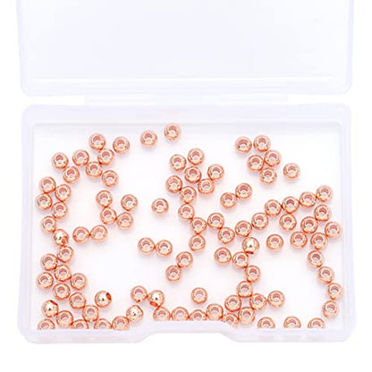 Rose Gold Plated Round Spacer Beads 4mm 100pcs for Jewelry Making Findings Non Tarnish - color: Rose Gold, size: 4mm