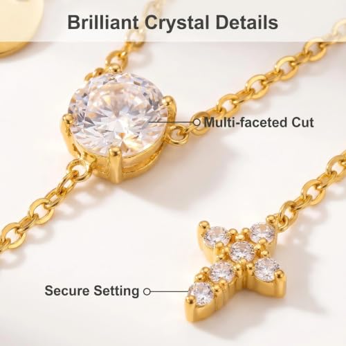 Lariat Necklace for Women CZ Y Shaped Necklaces Summer Birthday Jewelry Gifts - color: Gold Cross Drop