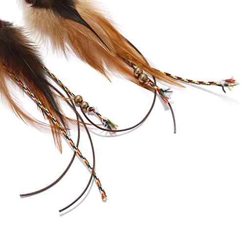 Natural Feather Earrings Bohemian Long for Women Handmade Feather Jewelry Tassel Dangle