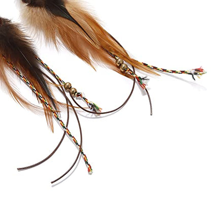 Natural Feather Earrings Bohemian Long for Women Handmade Feather Jewelry Tassel Dangle