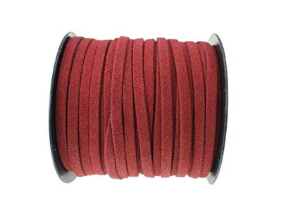 5mm Faux Suede Leather Cord String for Jewerly Making One Spools 40 Yards Maroon Flat Thin Leather Lace Thread for Necklace-Bracelet-Chocker & DIY Projects - size: 40 Yards Maroon
