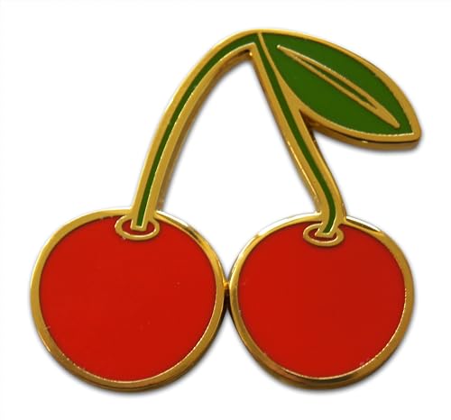 Novel Merk Fruit Lemon, Strawberry, or Orange Appreciation Lapel Pin, Hat Pin & Tie Tack Set with Clutch Back - style: 3-Cherry