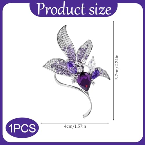 Lily Floral Brooch Pin for Women, Austrian Crystal Rhinestone, Lapel Pin, Wedding Banquet Prom Corsage Accessory