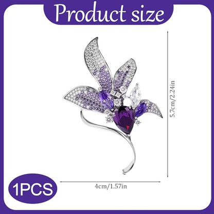 Lily Floral Brooch Pin for Women, Austrian Crystal Rhinestone, Lapel Pin, Wedding Banquet Prom Corsage Accessory