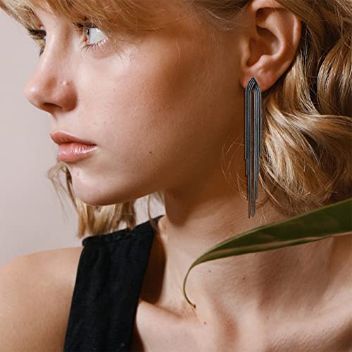 Long Earrings for Women Dangling Black Tassel Earrings Fringe Earrings Formal Elegant Earrings Bridesmaid Jewelry - style: Black