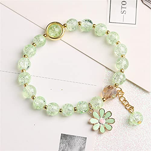 5 Pcs Colorful Flower Charm Bracelets Set Handmade Crystal Beaded Daisy Bracelets for Women Jewelry - color: C